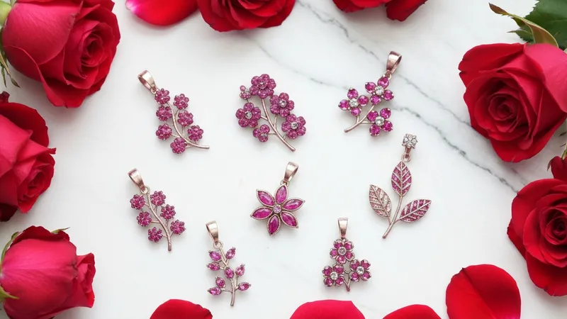 Pendentifs en rubis et motifs floraux